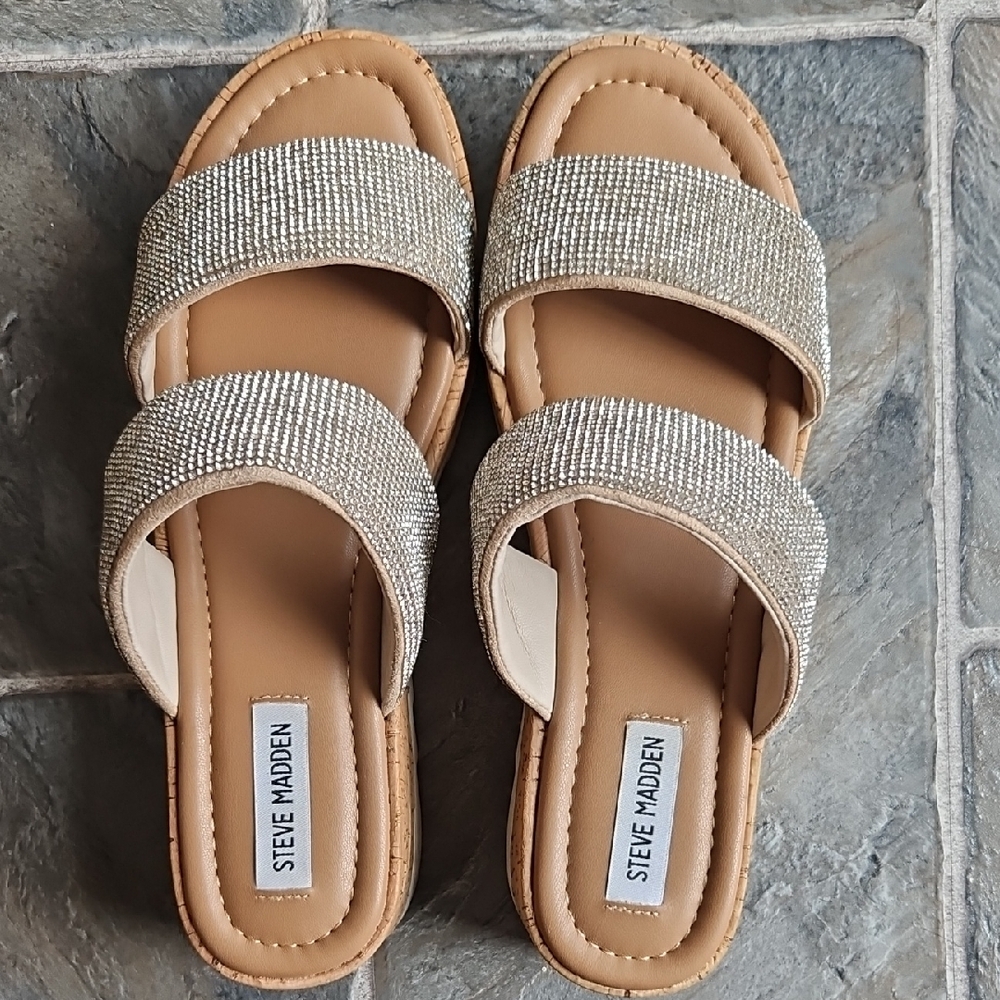 Steve Madden Women's Silver Slide Sandals